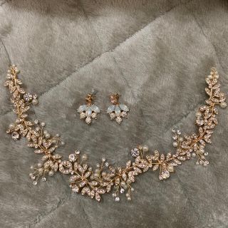 結婚式　花嫁　ヘアアクセサリー　ピアス　セット(その他)