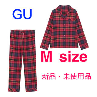 ジーユー(GU)の★未使用品　GU フランネルパジャマ　タータンチェック　Mサイズ　赤 (パジャマ)