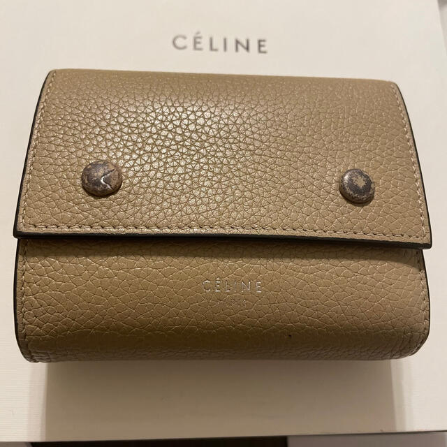 celine(セリーヌ)のセリーヌ 三つ折り コンパクト ウォレット 財布 ベージュ オレンジ レディースのファッション小物(財布)の商品写真