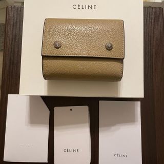 セリーヌ(celine)のセリーヌ 三つ折り コンパクト ウォレット 財布 ベージュ オレンジ(財布)