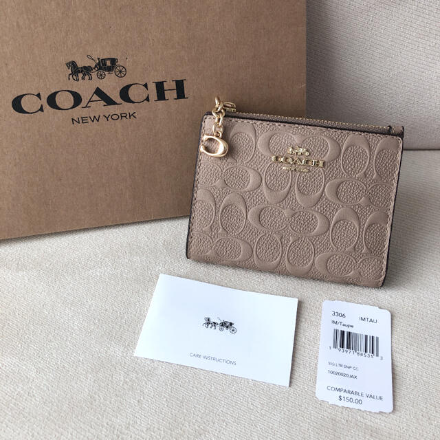 COACH(コーチ)のタグ付き新品★COACH コーチ 二つ折り財布 シグネチャーレザー ベージュ レディースのファッション小物(財布)の商品写真