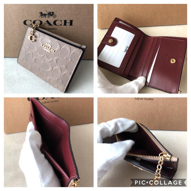 COACH(コーチ)のタグ付き新品★COACH コーチ 二つ折り財布 シグネチャーレザー ベージュ レディースのファッション小物(財布)の商品写真