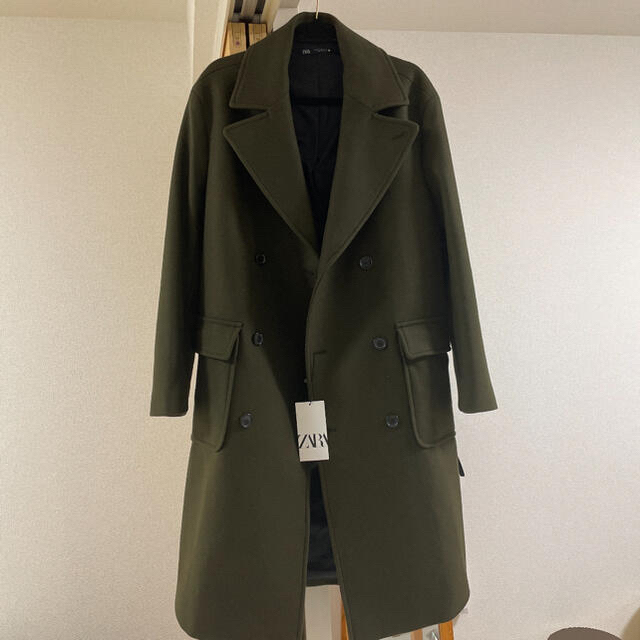 ZARA - 【新品・未使用】ZARA ダブルブレストコート カーキの ZARA - 【新品・未使用】ZARA ダブルブレストコート カーキの