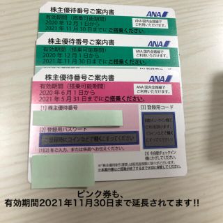 エーエヌエー(ゼンニッポンクウユ)(ANA(全日本空輸))のANA 全日空　株主優待券　3枚(その他)