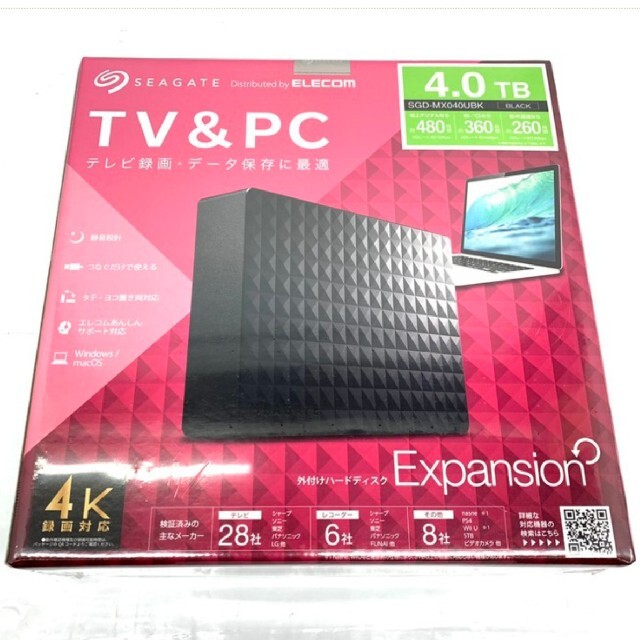 1台外付けHDD 4tb 　TV録画　PCデータ保存に　SGD-MX040UBK