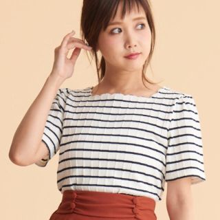 マジェスティックレゴン(MAJESTIC LEGON)のマジェ　スカラップボーダー半袖T(Tシャツ(半袖/袖なし))