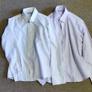シャツ 長袖 レディース Mサイズ 白 薄紫 セット売り(シャツ/ブラウス(長袖/七分))