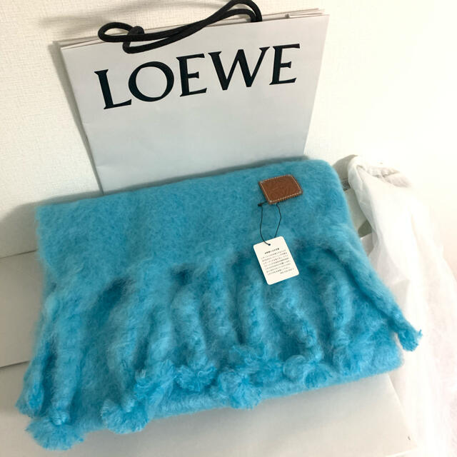 LOEWE ロエベ モヘア ストール マフラー ショール ターコイズブルー