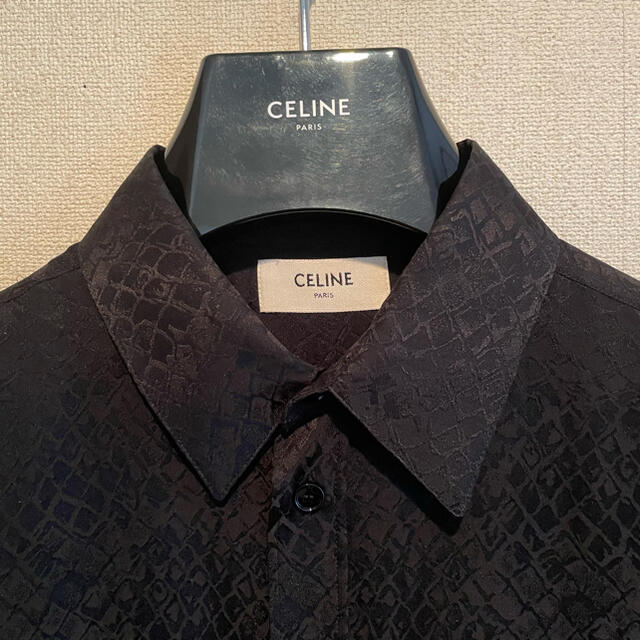 celine 20ss パイソンジャガードスキニーフィットシルクシャツ