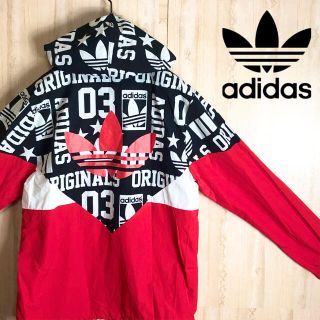 アディダス(adidas)のadidas アディダス ナイロン ジャケット パーカー マルチカラー 美品(ナイロンジャケット)