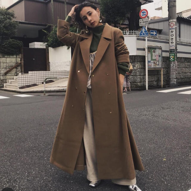 Ameri BELT FLARE LONG COAT ロングコート