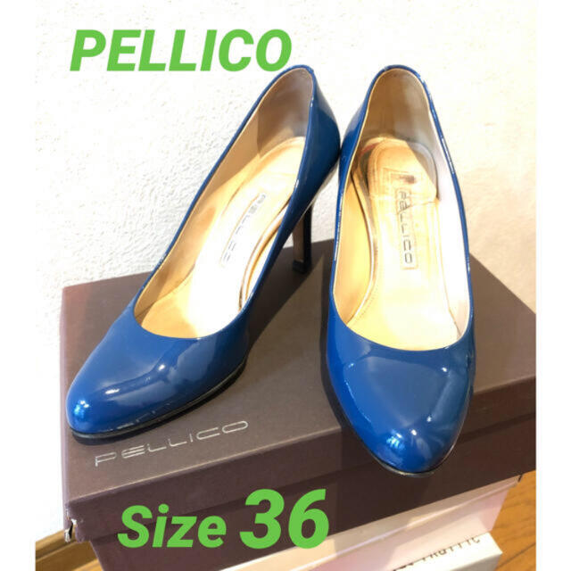 PELLICO - PELLICO ブルー エナメルパンプス サイズ36の通販 by MOMO's 