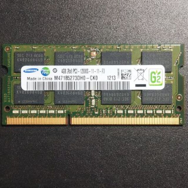 SAMSUNG(サムスン)のサムスン PC3-12800(DDR3-1600) SO-DIMM 4GB スマホ/家電/カメラのPC/タブレット(PCパーツ)の商品写真