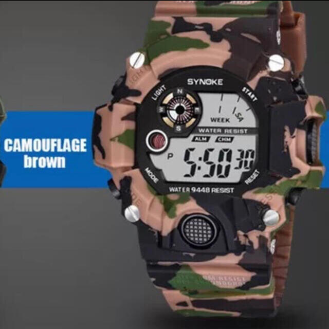 新品 SYNOKE デジタルダイバーズビックフェイス カモフラージュ ブラウン メンズの時計(腕時計(デジタル))の商品写真