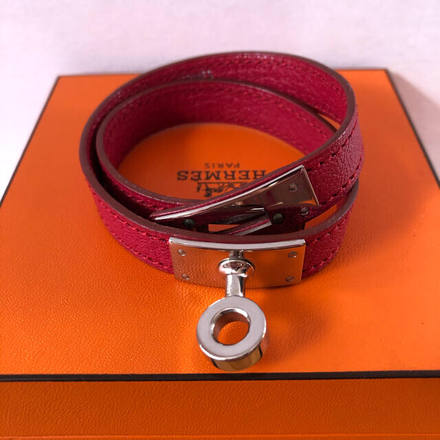 【美品】Hermès エルメス ケリーブレスレット ピンク シルバー金具