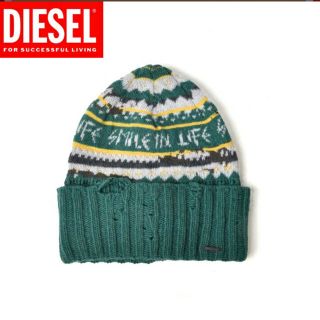 ディーゼル(DIESEL)のDIESEL ディーゼル ダメージ風アクセント ウール混 ニット帽(ニット帽/ビーニー)