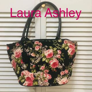 ローラアシュレイ(LAURA ASHLEY)の美品レア☆ローラ アシュレイ　薔薇のトートバッグ　ファスナー付き(トートバッグ)