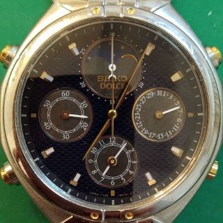 セイコー(SEIKO)の90'　セイコー　ドルチェ　クオーツ　ムーンフェイス　クロノグラフ(腕時計(デジタル))