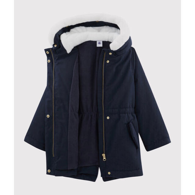 PETIT BATEAU(プチバトー)の新品  プチバトー  12ans  中綿入りフード付きジャケット キッズ/ベビー/マタニティのキッズ服女の子用(90cm~)(ジャケット/上着)の商品写真