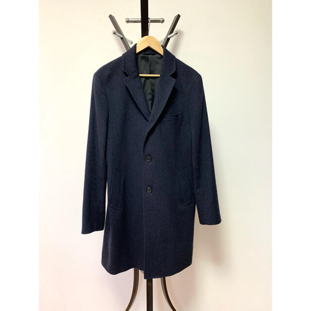 表地SUITSELECTウールチェスターネイビーソリッドNEWZEALANDWOOL