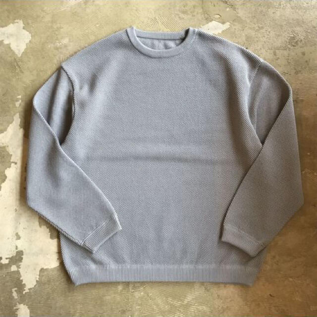 crepuscule "moss stitch L/S sweat"ライトブルー