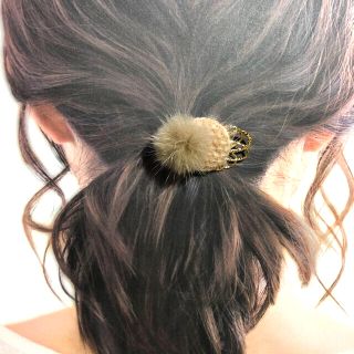 ふわふわファーポニーフック(ヘアアクセサリー)