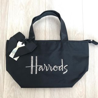 ハロッズ(Harrods)のハロッズ　スワロスフキー　ブラック　舟型　ハンドバッグ(ハンドバッグ)