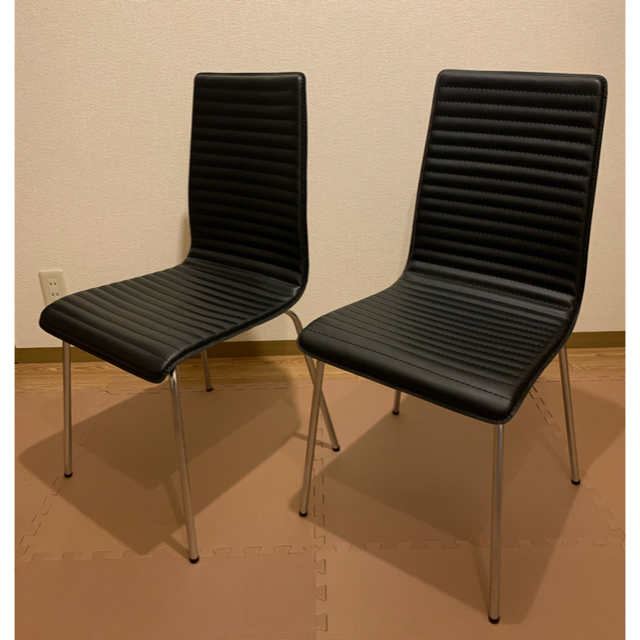 【2脚セット】ニトリ　イス　ダイニングチェア (Nクーボ PVC BK) インテリア/住まい/日用品の椅子/チェア(ダイニングチェア)の商品写真