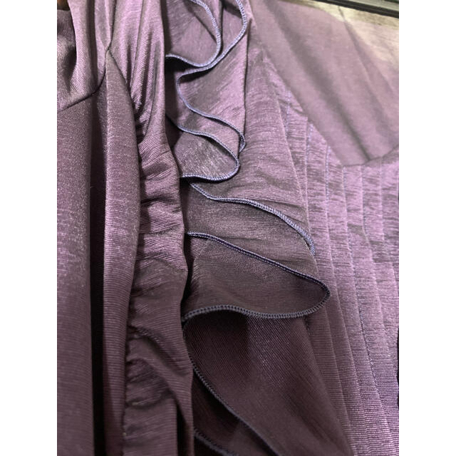 MATERIA(マテリア)のマテリア　紫色フリルブラウス　M　 レディースのトップス(シャツ/ブラウス(半袖/袖なし))の商品写真