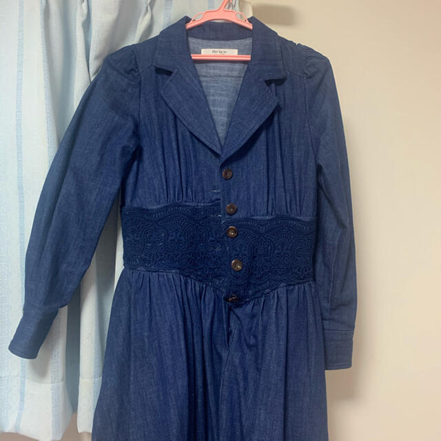 Herlipto Lace Belted Denim Dress　ブルー　S