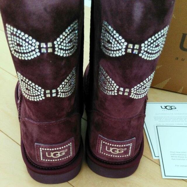 完売品!【23.0cm】新品未使用☆UGG ムートンブーツ クリスタルボウ