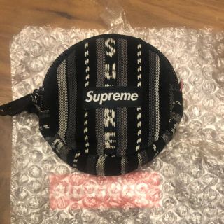 シュプリーム(Supreme)のSupreme Woven Stripe Coin Pouch 黒　ほぼ未使用品(コインケース/小銭入れ)