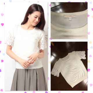 プロポーションボディドレッシング(PROPORTION BODY DRESSING)の♡美品♡袖レース切替ニットプルオーバー(カットソー(半袖/袖なし))