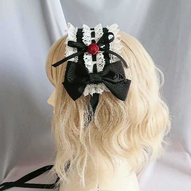 BABY,THE STARS SHINE BRIGHT - 巻きバラ付きヘッドドレス 黒 BABY,THE STARS SHINE BRIGHT - 巻きバラ付きヘッドドレス 黒