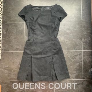 クイーンズコート(QUEENS COURT)のQUEENS COURT♡半袖ワンピース♡グレーブラック(ミニワンピース)