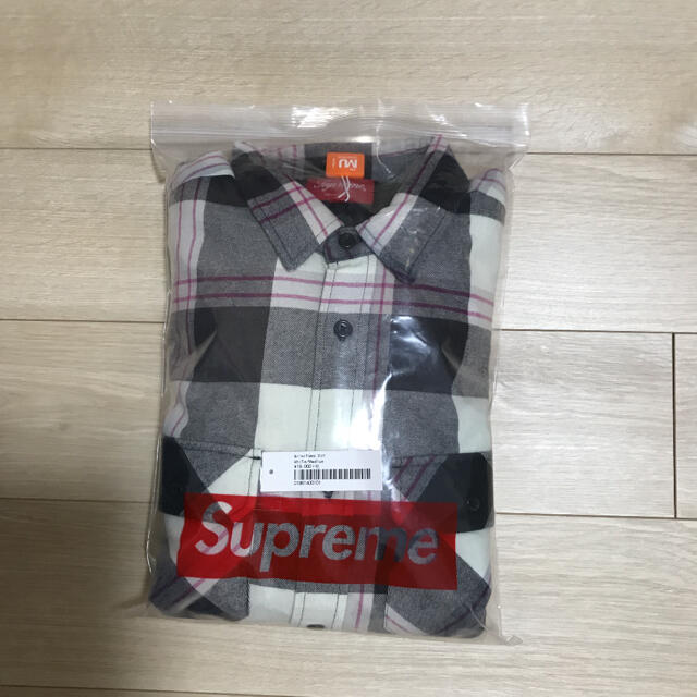 新品 supreme quilted flannel shirt white M