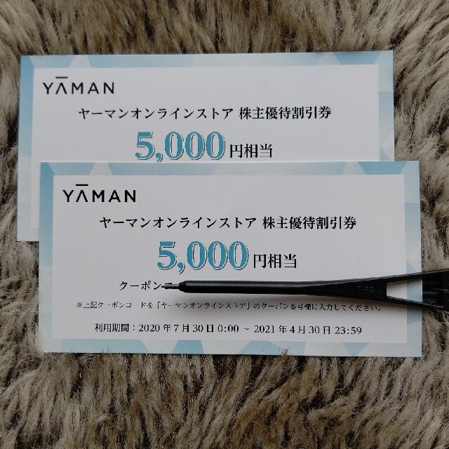 ヤーマン株主優待割引券 5000円×2枚