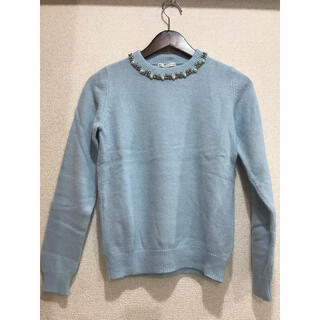 ウィルセレクション ニット セーター 総柄 長袖 1 水色 ライトブルー ■MO
