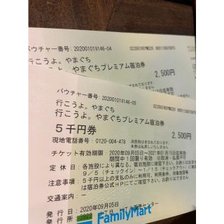 やまぐちプレミアム宿泊券2枚1万円分(宿泊券)