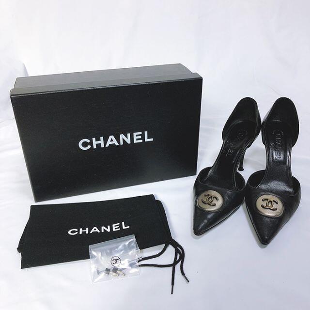 【CHANEL/シャネル】パンプス　ヒールミュール　靴　ココ　レザー