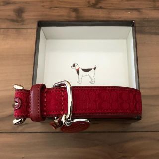 美品】コーチ 首輪 ×リード レザー レッド 赤 中型犬 M/L-