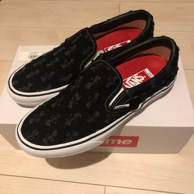 スニーカー定価以下vans supreme slip-on black denim