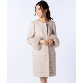 ノーリーズ(NOLLEY'S)の新品タグ付き　ノーリーズ♡ アンゴラボーダー袖ファーコート(ロングコート)