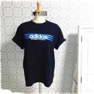 アディダス(adidas)のadidas青ラインロゴTシャツ(Tシャツ(半袖/袖なし))