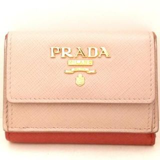 プラダ(PRADA)のプラダ 3つ折り財布 - ベージュ×レッド(財布)