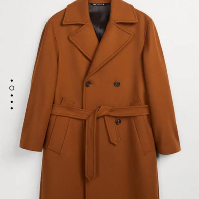 ZARA(ザラ)の新品 完売品 ZARA ベルトダブルブレストコート オレンジ メンズのジャケット/アウター(チェスターコート)の商品写真