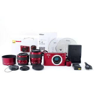 ニコン(Nikon)のNikon 1 J2 ミラーレス一眼 レッド ダブルレンズ(ミラーレス一眼)