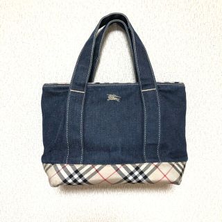 バーバリーブルーレーベル(BURBERRY BLUE LABEL)のバーバリー　ハンドバッグ　ミニバック　デニム　インディゴ　ノバチェック(ハンドバッグ)