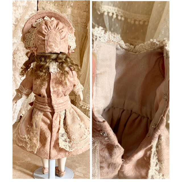 🎀オールドコーラルピンク🎀ビスクドール用ドレスセットの通販 🎀オールドコーラルピンク🎀ビスクドール用ドレスセットの通販