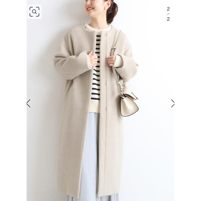 イエナ ラムウールノーカラーロングコート